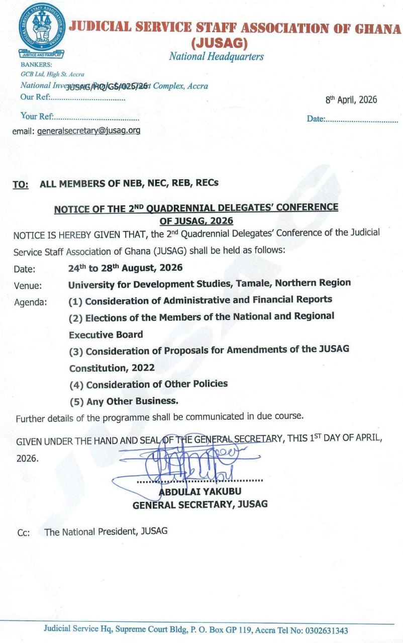 JUSAG To Convene 2nd Quadrennial Delegates' Conference In Tamale
